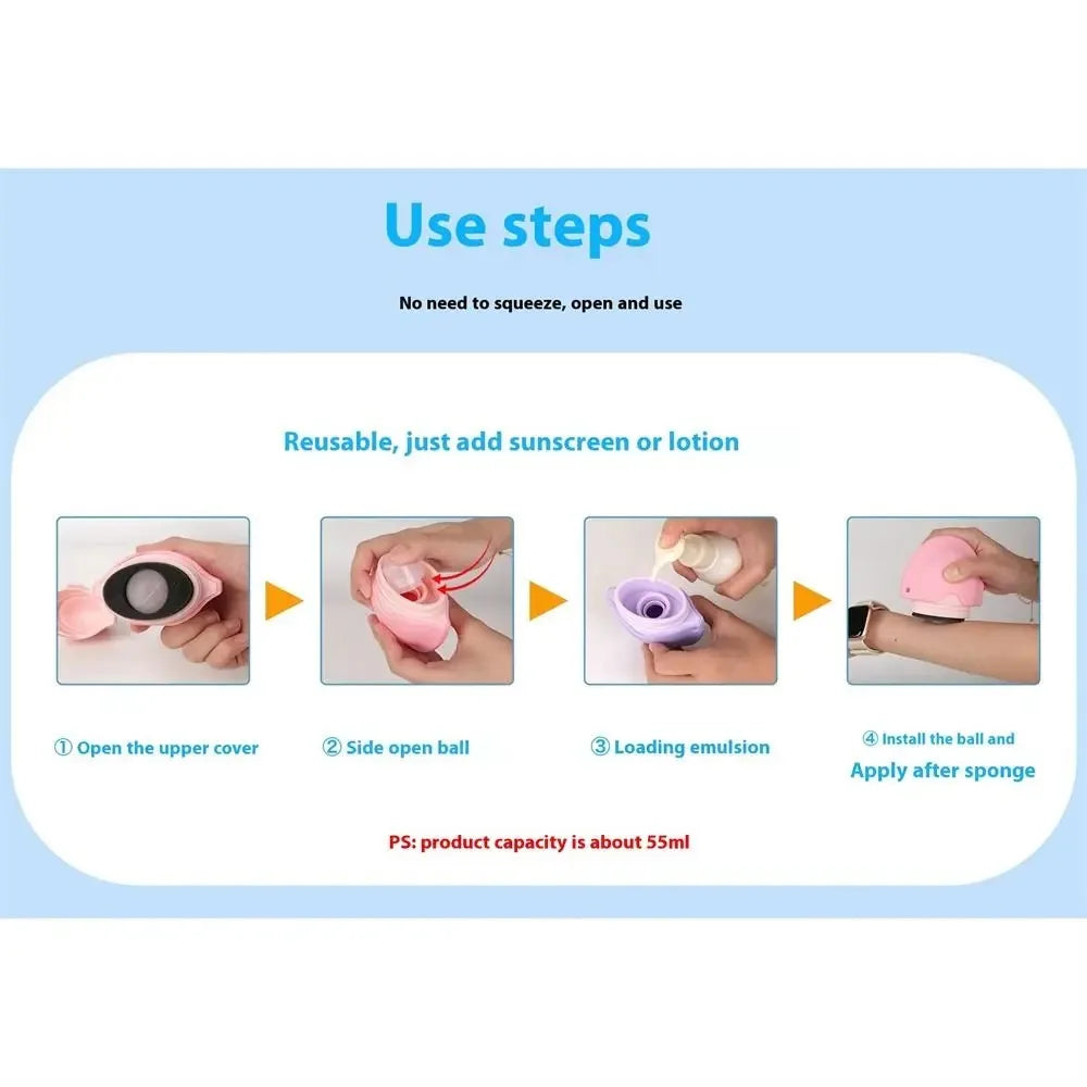 Silicone Suncream Roller Applicator Refillable Oval Isolation Lotion Cream Bottles Stitching Color Sunscreen Lotion Applicator