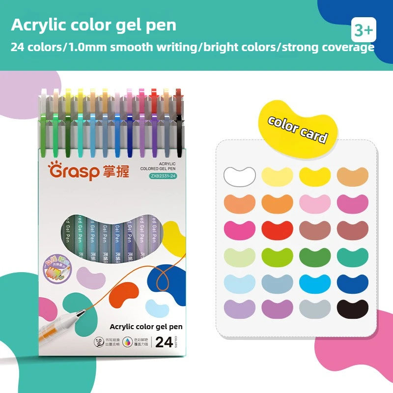 36/12 Colors Acrylic Gel Pen 1.0mm Large Capacity Student Writing Pen Painting Drawing Office School Supplies Stationery