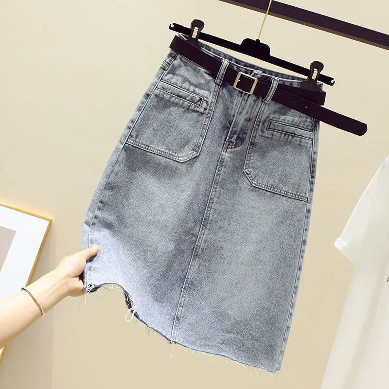 Female Jeans Skirts Coquette Chubby Midi Women's Denim Skirt Sexy New in Vintage Aesthetic Y2k 2024 Trend Summer A Line Casual V
