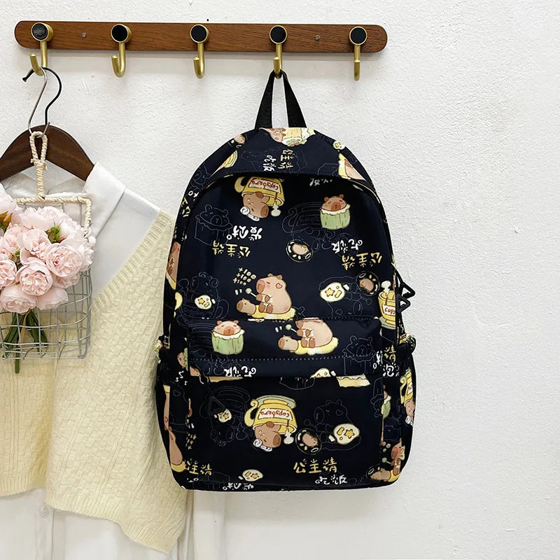 Capybara Campus Buddy – Kawaii Cartoon Laptop Backpack with Room to Spare!