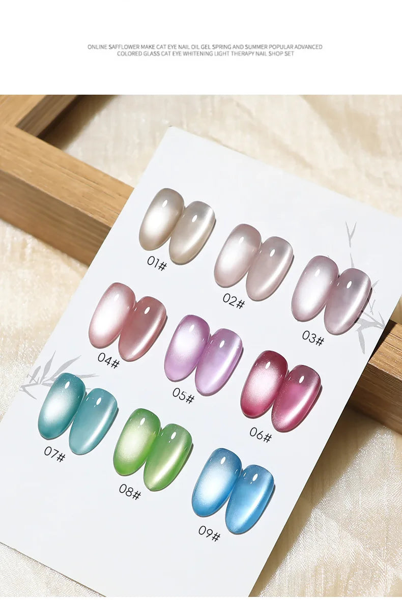 Silk Cat Eye Gel Polish – 9 Sparkling Colors with Magnetic Moonlight Effect (5g Each)
