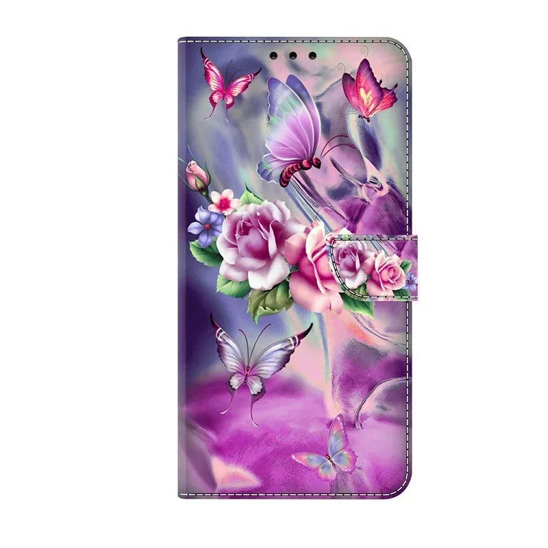 For Samsung S24 FE SM-S721B Case Painted Pattern Wallet Flip Book Cover on For Samsung Galaxy S 24 FE S24FE SM-S721N Case Fundas