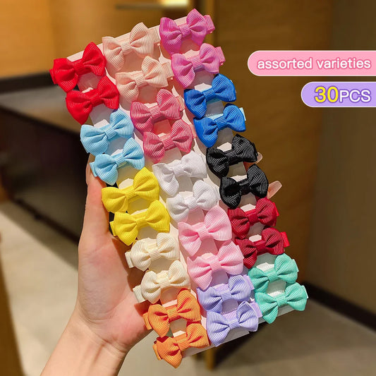 30-Pack Colorful Bow Hair Clips – Fun Everyday Accessories!