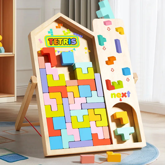 Wooden 3D Puzzles Blocks Brain Teasers Toy Jıgsaw Tangram Colorful Jigsaw Game Preschool Educational Gift For Baby Toddlers Kids