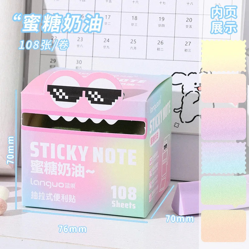 Mr. Paper Pull-Out Sticky Notes – 6Style Transparent Roll with 105 Sheets for School, Study & Creative Stationery