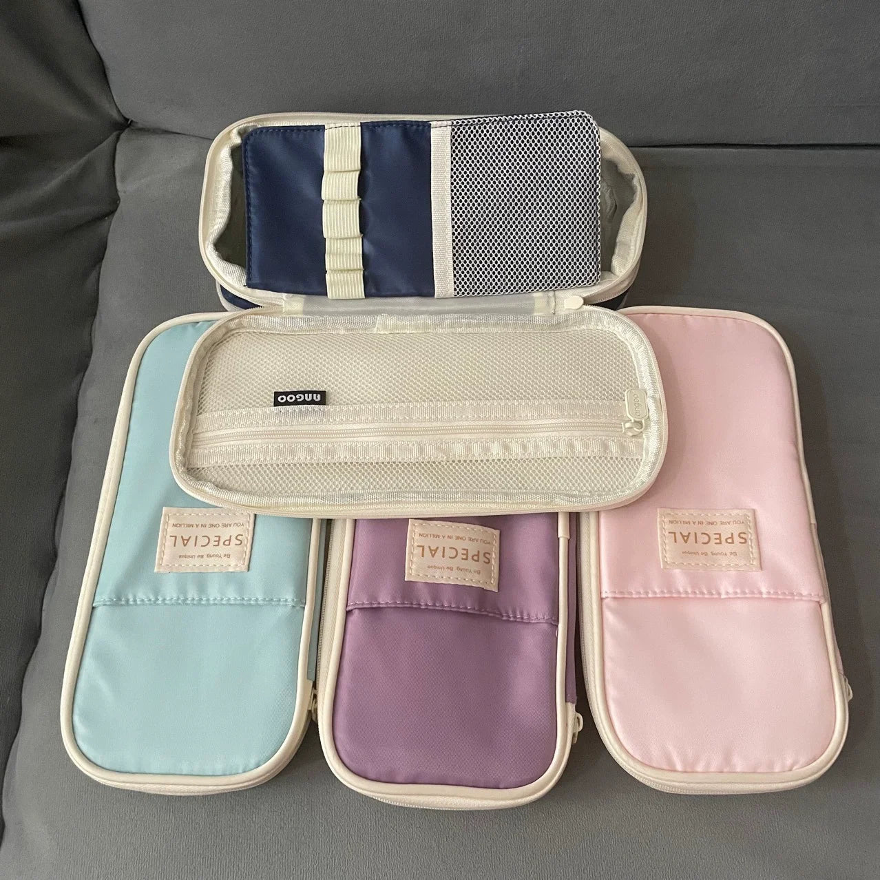 Solid Color Denim Pencil Case – Zippered Polyester Pen Holder for School, Office & Gift-Ready Stationery Organization