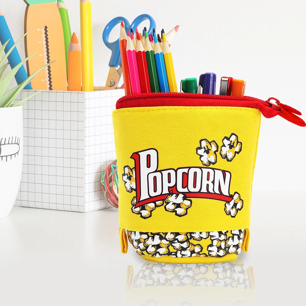 Kawaii Telescopic Standing Pencil Case – Spacious Pop-Up Pen Holder & Portable Pouch for School, Study & Desk Setup