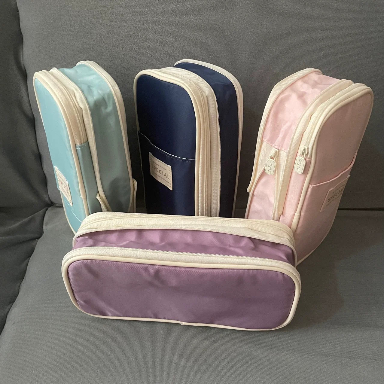 Solid Color Denim Pencil Case – Zippered Polyester Pen Holder for School, Office & Gift-Ready Stationery Organization