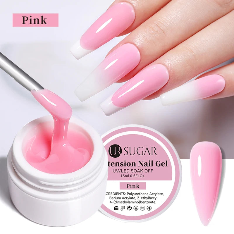 UR SUGAR Jelly Nail Extension Gel – Clear, Nude & Milky White Shades for Chic DIY Manicures