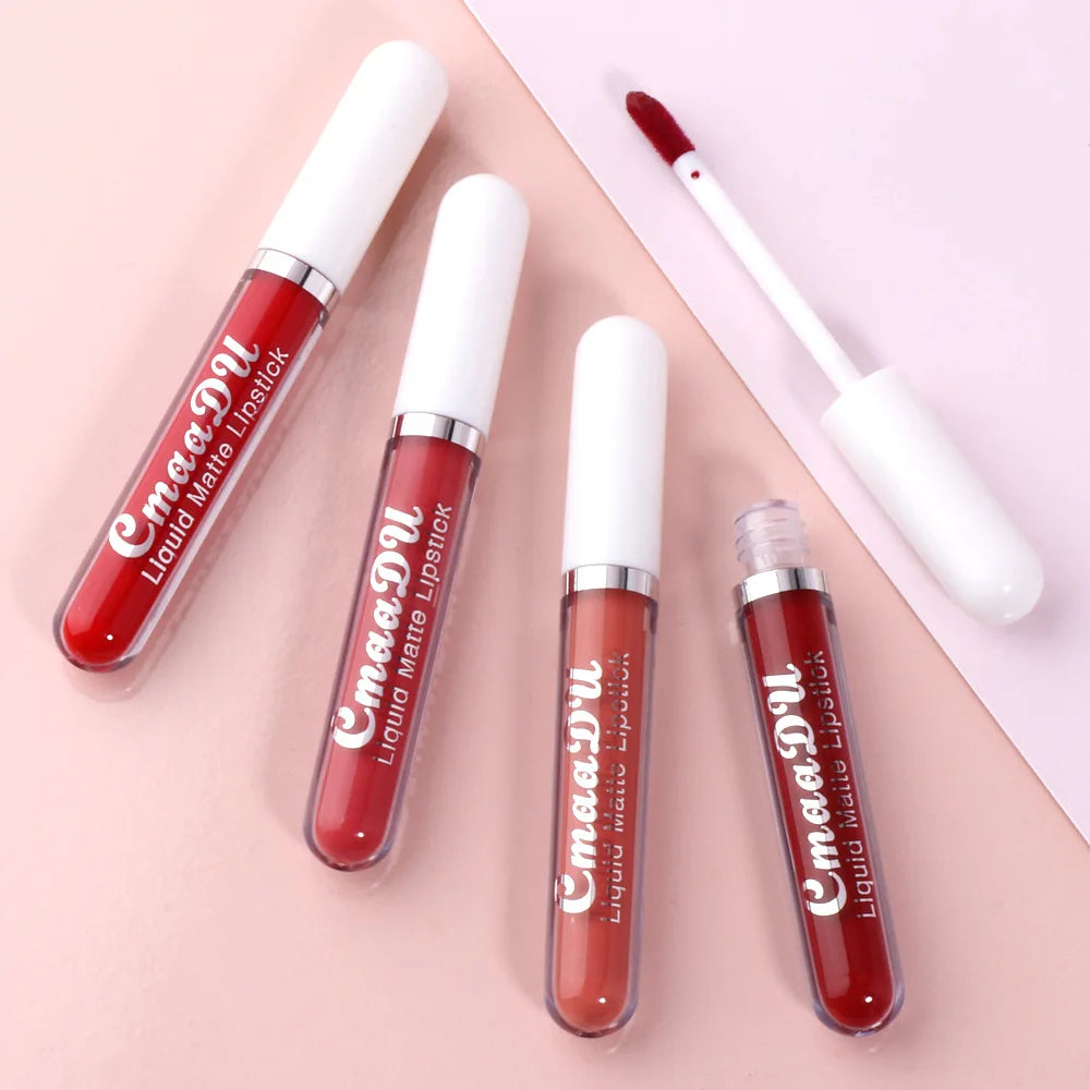 CmaaDu 1 Pcs Matte Lip Gloss Liquid Lipstick- Lip Stains with Long-Lasting Waterproof,  Adult Age Range, Red Tones Easy to Color