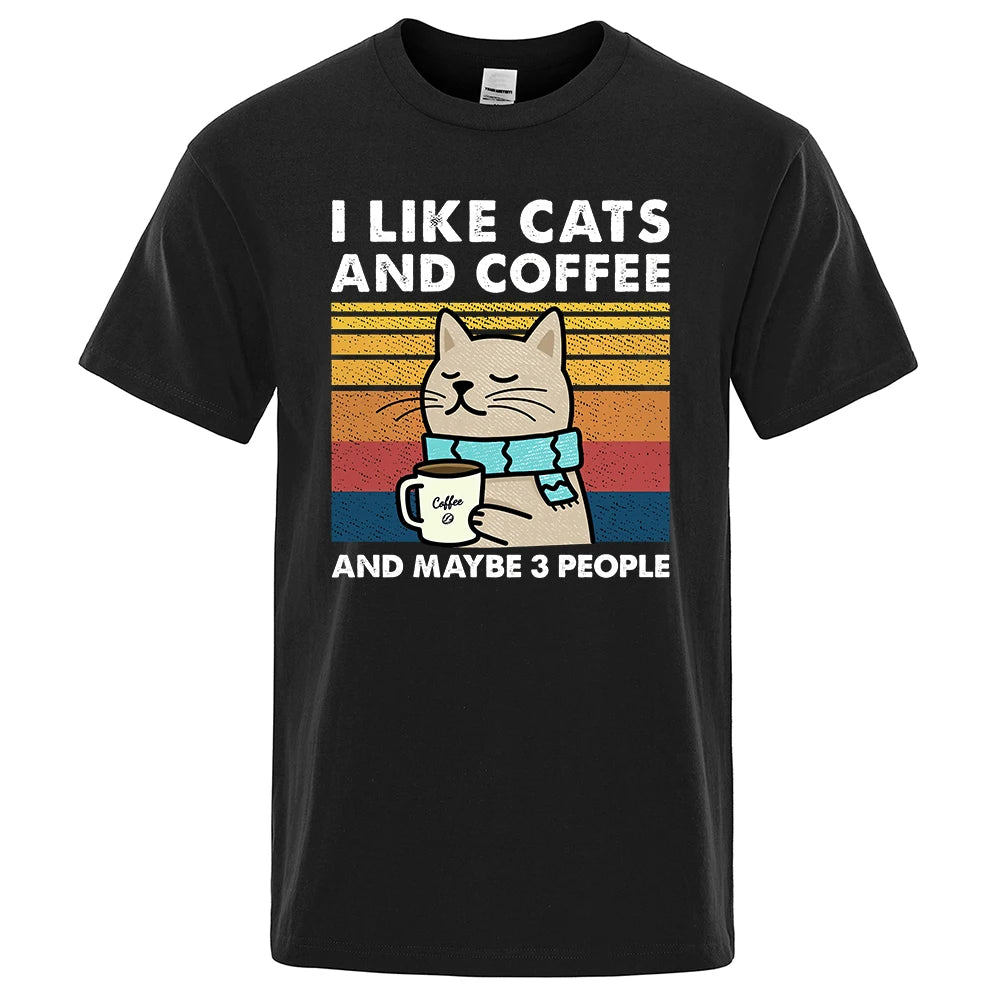 Cats, Coffee & Chill – Funny Street Tee for Everyday Vibes!