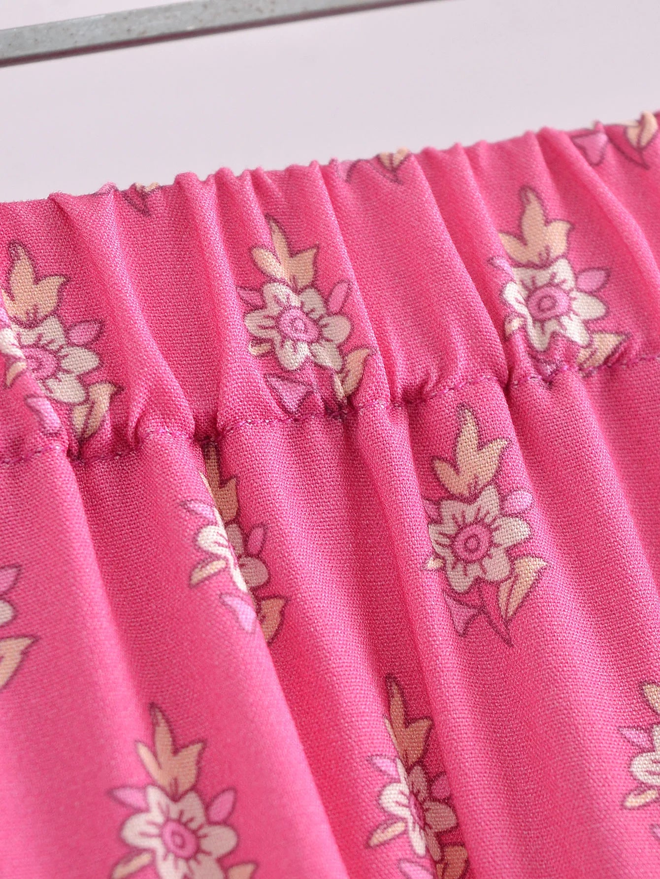 2022 BOHO Orange Flower Print Long Skirt Spliced Ruched Ruffle Hem Hippie Women Ball Tassel Bow Waist Swing Skirts Holiday