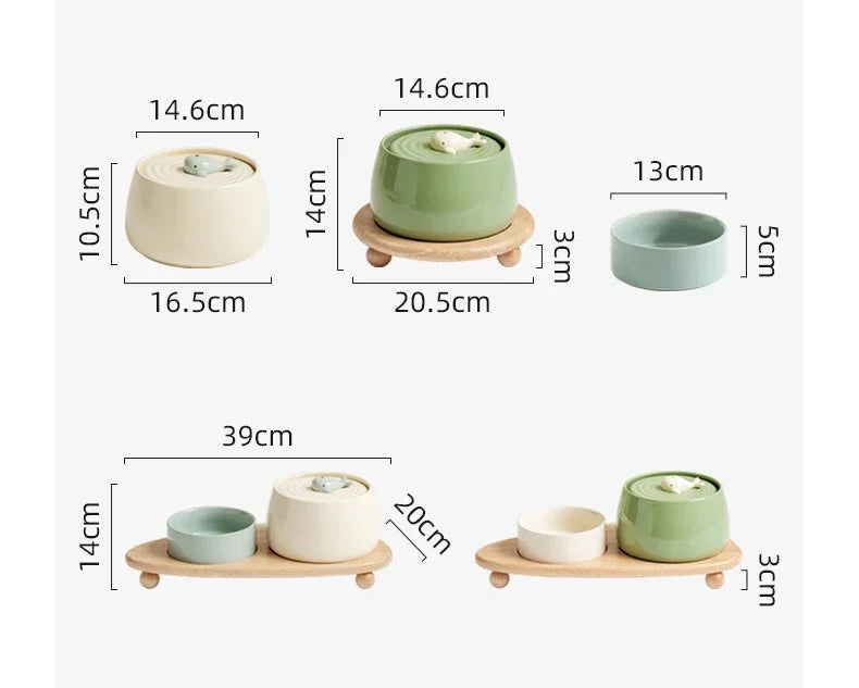 1.3 L Ceramic Cat Water Fountain USB Charging Pet Water Feeders Dogs Automatic Circulating Filtration Flow Water Dispenser