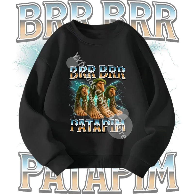 Italian Brainrot Graphic Sweatshirt Bombardiro Crocodilo Funny Meme Kids Clothes Italian Brainrot Fashion Children's Clothing
