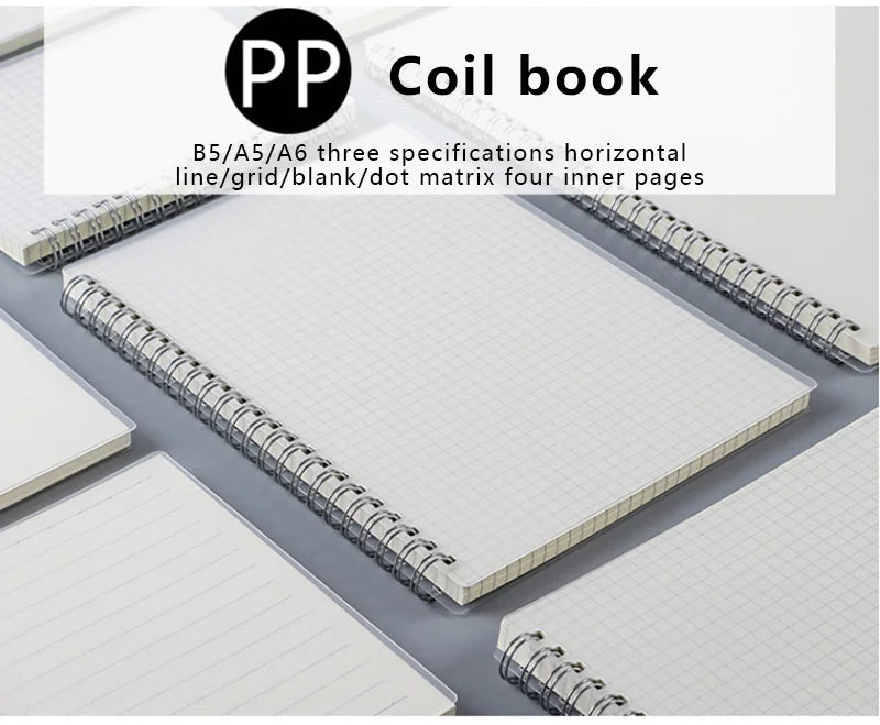 A5 A6 B5 Spiral book coil Notebook To-Do Lined DOT Blank Grid Paper Journal Diary Sketchbook For School Supplies Stationery