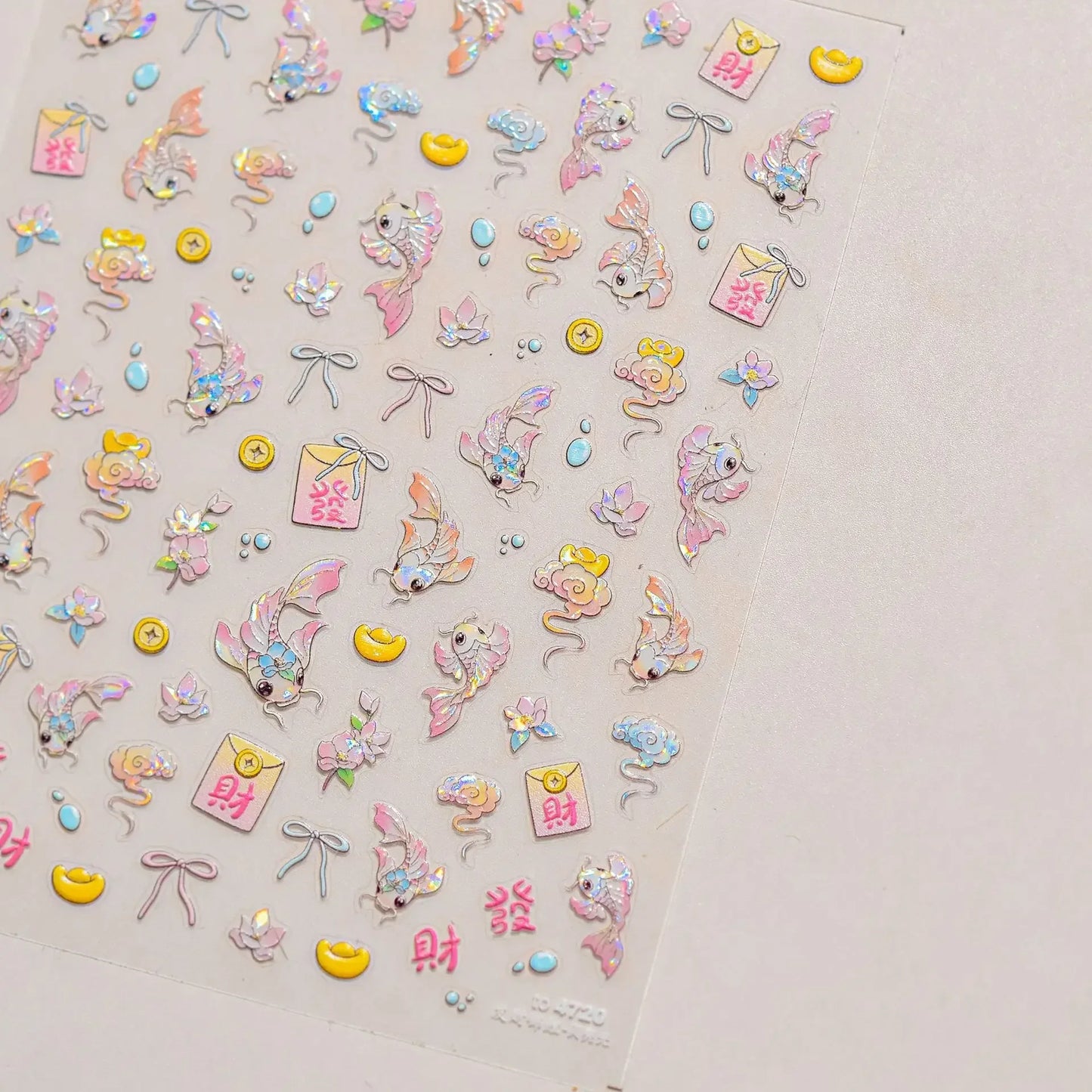 Colorful & Fun Beach Bloom Nail Art – 5D Stickers with Coral, Petals & Ocean Charms
