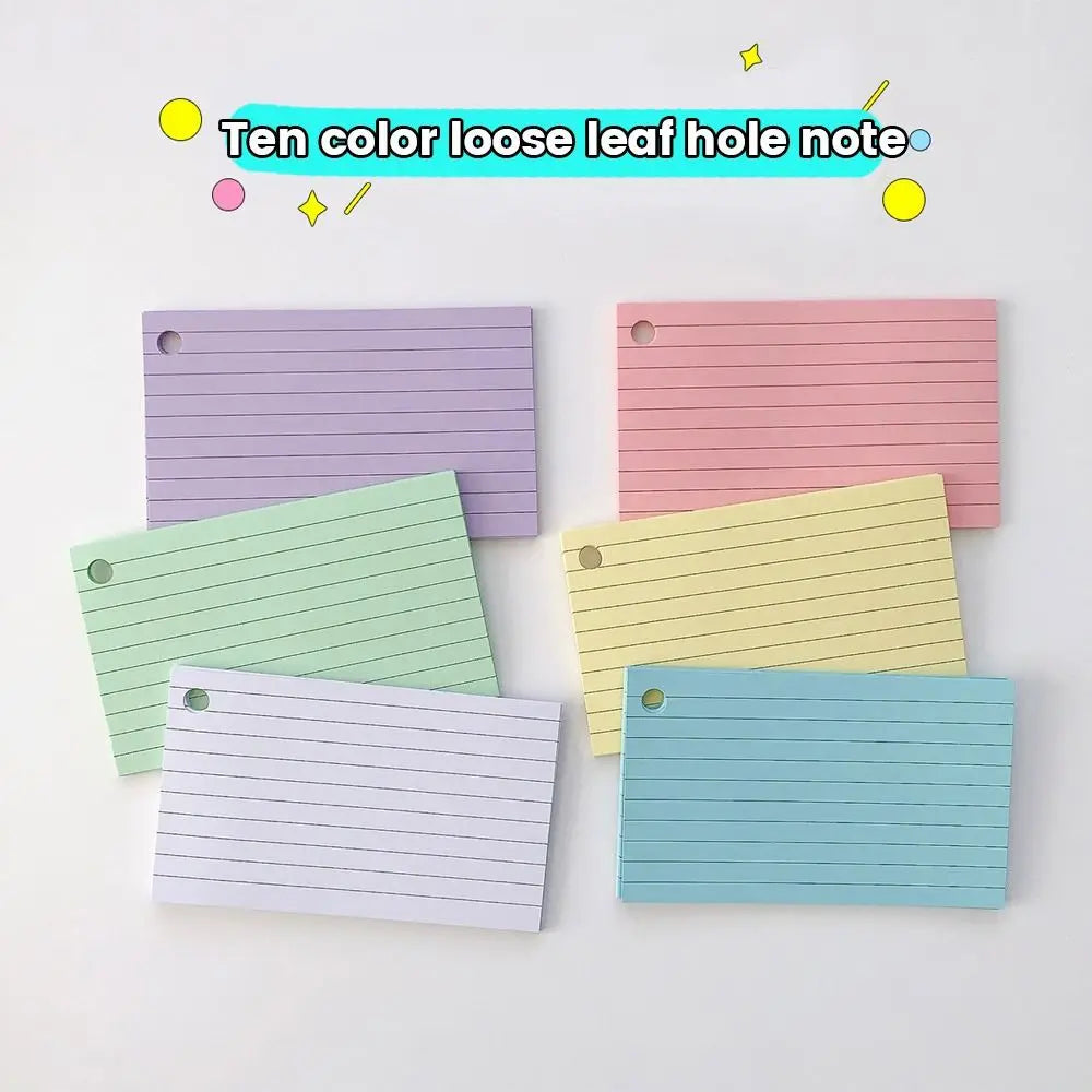 50Pcs Binder Horizontal Line Memo Book Loose-Leaf Index Cards Flash Cards Small Revision Cards for Study Office NotePads