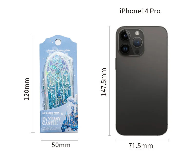 Fluorescent Dream Bookmark Set – 10pcs Kawaii PVC Page Markers & Message Cards for Stationery Lovers