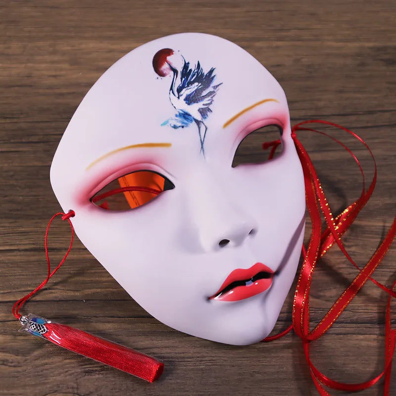 Halloween Animist Adult Party Mask Full Face Chinese Style Hand-Painted Decoration Masquerade Hanfu Accessories Party Decor