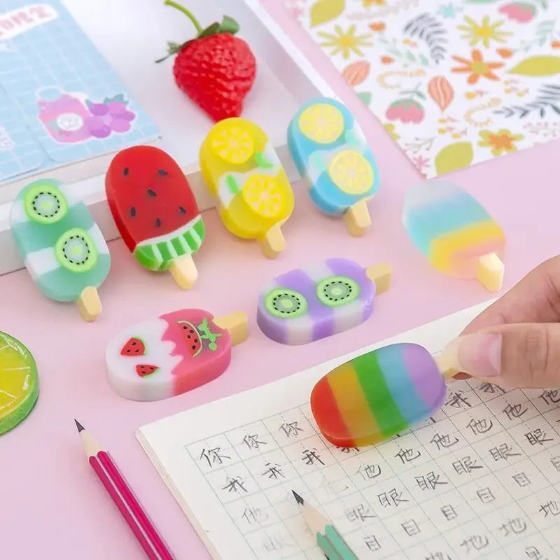 Umi’s Kawaii Ice Cream Eraser Set – Cute Cartoon Rubber Mini Erasers for Kids, School & Office Stationery Fun