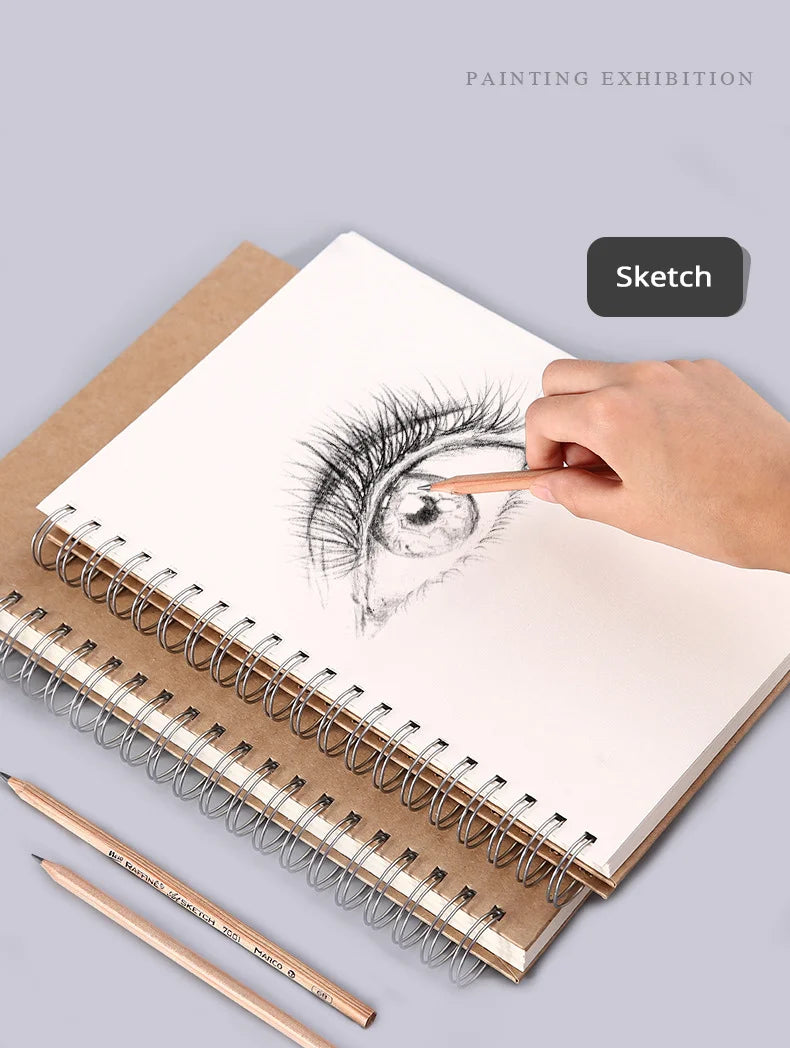 Art Sketchbook 160GSM Kraft Paper Spiral Coil Book Office School Supplies Drawing Notepad Stationary