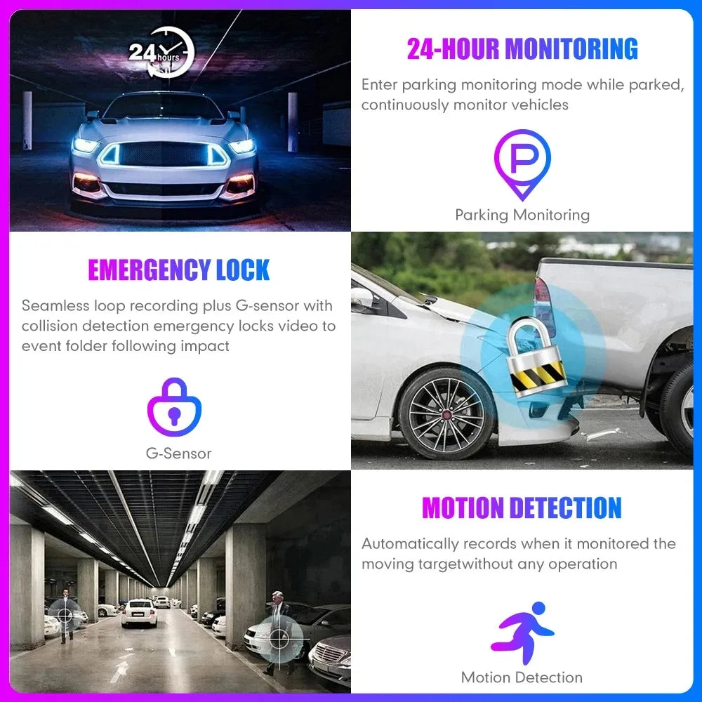 Car DVR HD 1080P tachograph 3 lens 2.0-inch IPS recorder tachograph Rearview mirror Driving recorder night vision