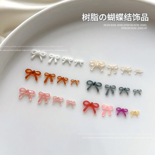 50 Pcs Mini Bow Nail Charms – Mixed Resin Ribbon Decorations for Cute DIY Nail Art