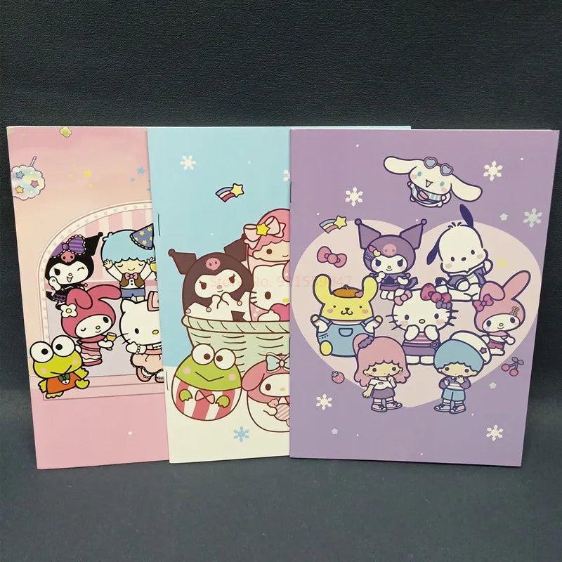 Sanrio Kawaii Notebook Set – 20pcs Hello Kitty, Kuromi, Cinnamoroll & Melody Daily/Weekly Planners for School