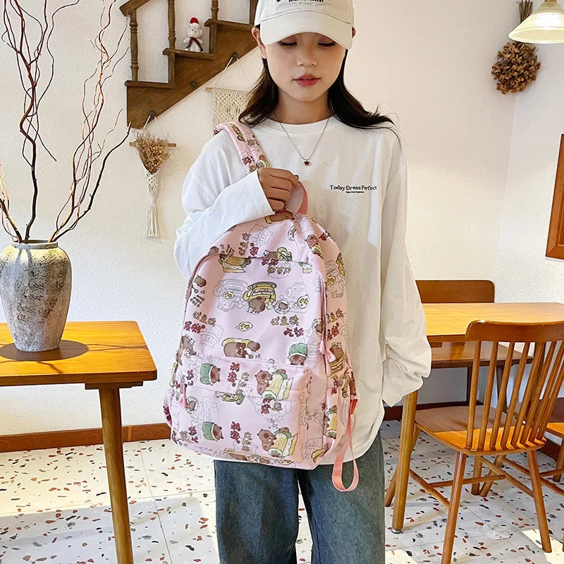 Capybara Campus Buddy – Kawaii Cartoon Laptop Backpack with Room to Spare!