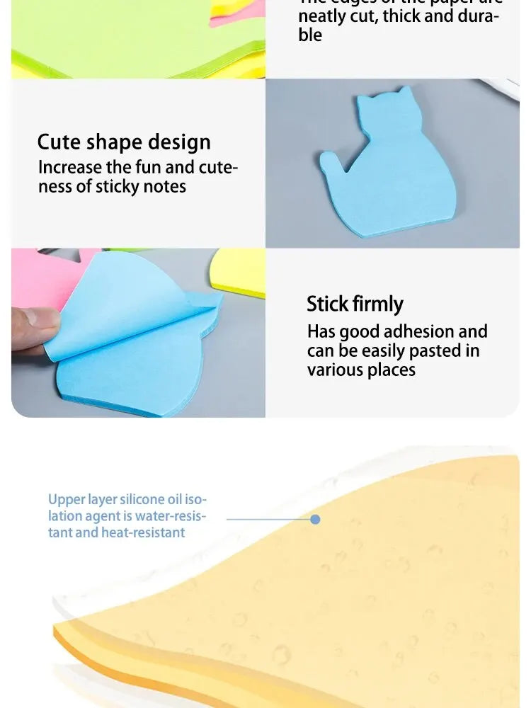 6pcs Cat PET Transparent Memo Sticky Note Paper Daily To Do It Check List Paperlaria School Stationery