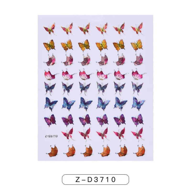 Glitter Flame Nail Art Set – Self-Adhesive Silver Stickers with Butterfly Foil for Manicure Magic