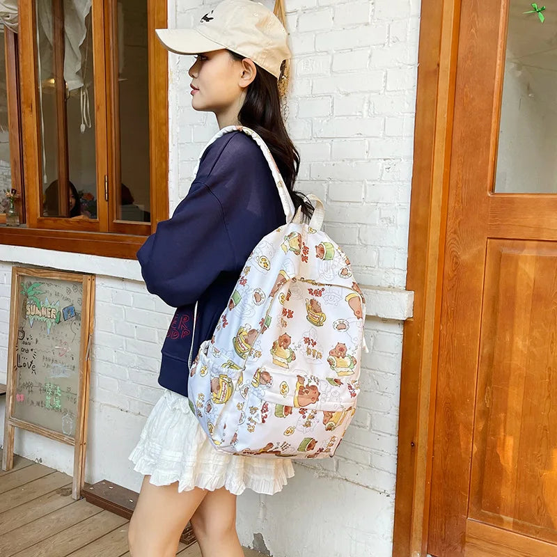 Capybara Campus Buddy – Kawaii Cartoon Laptop Backpack with Room to Spare!