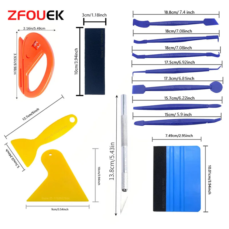 19Pcs/10Pcs Car Wrapping Vinyl Tool Kit Window Film Tint Tools Car Wrap Sticks Edge Trimming Squeegee Tinting Felt Edge Squeegee