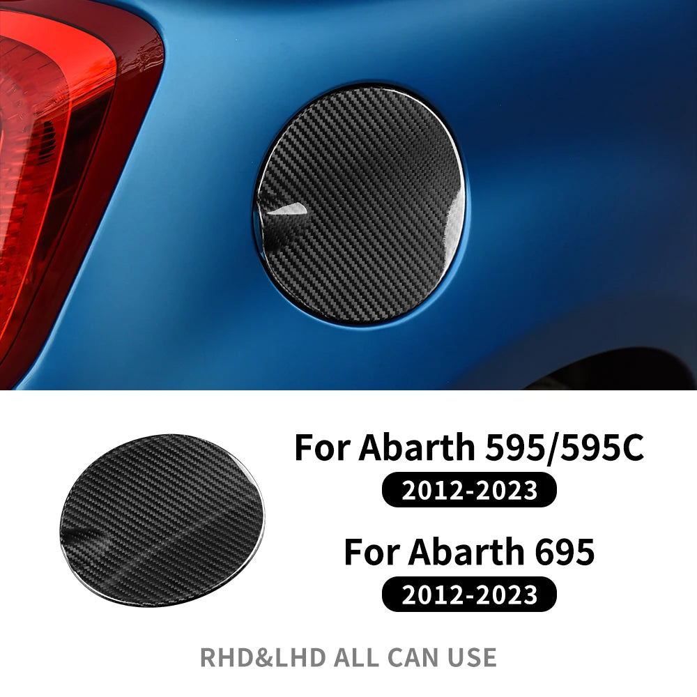 Real Hard Carbon Fiber Sticker For Abarth 595 595C 695 2012-2014 2015 2016 2017 2019 2019 2020 2021 2023 Car Fuel Tank Cap Cover