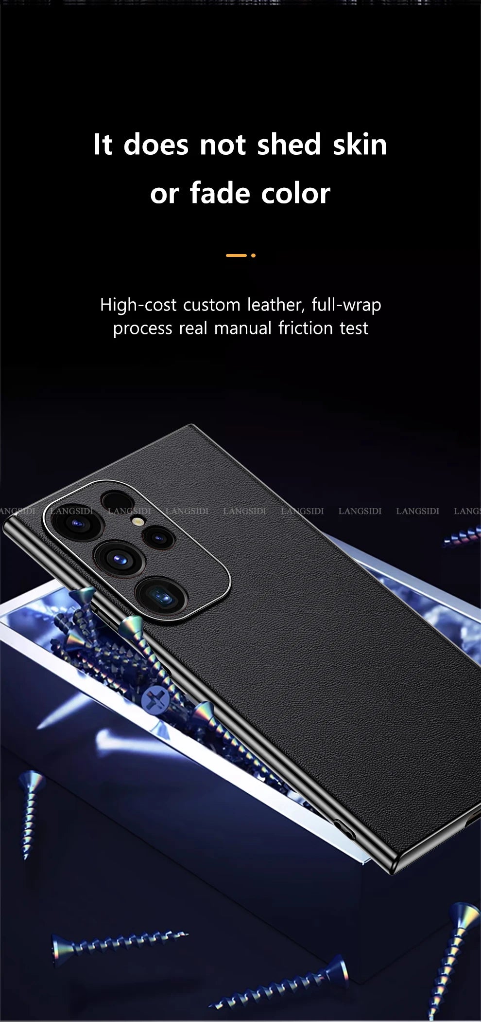 Leather Phone Case for Samsung Galaxy S25 S24 S23 Ultra S22 Plus Luxury Plating Soft Edges Shockproof 360 Full Protective Cover