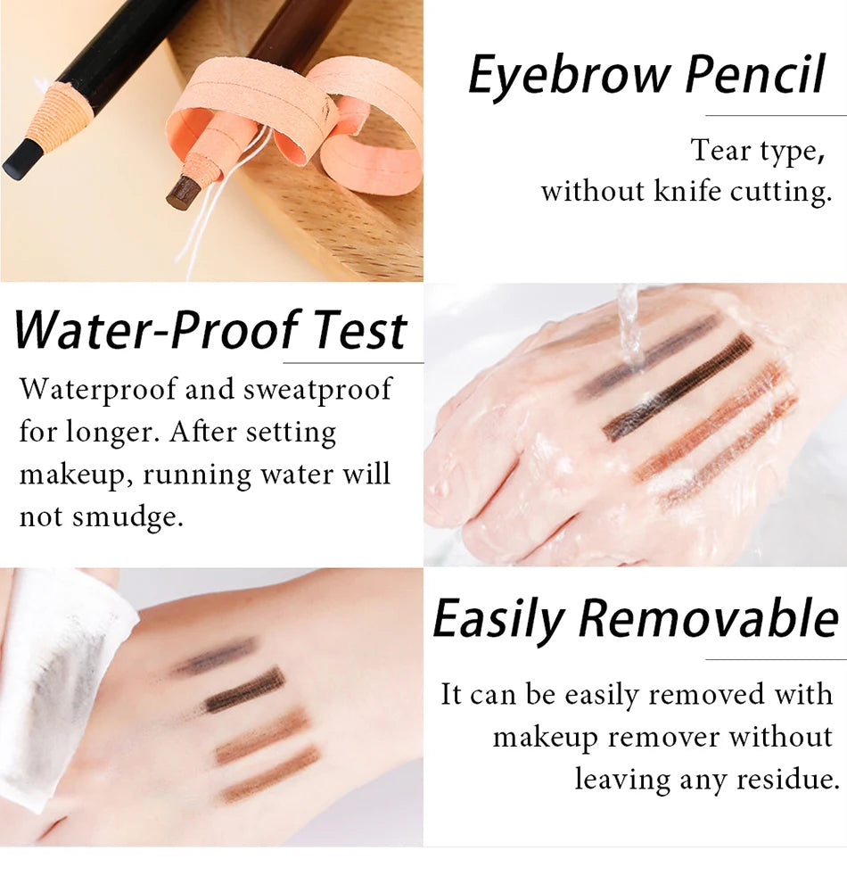 Tear Off Pull Line Eyebrow Pencil, Not Sharpen Need Eyebrow Pencil, Natural Color Rendering, Sweat Proof And Smudge Proof Eyebro