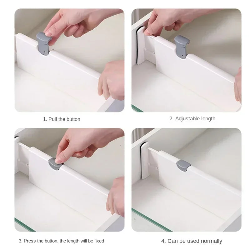 4 Pack Drawer Dividers Organizer Retractable Adjustable Storage Drawer Partition Holder Clapboard Kitchen Organizer Household