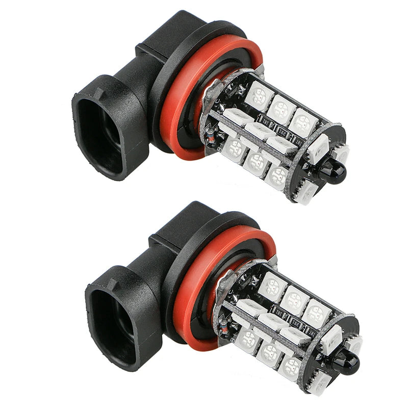 2Pcs Car Fog Light Bulbs H8 9005 881 1156 1157 RGB Car Driving Running Light DRL Lamp Foglamps Auto Leds Lamp Remote Control 12V