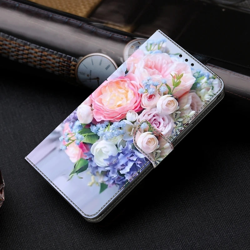 For Samsung S24 FE SM-S721B Case Painted Pattern Wallet Flip Book Cover on For Samsung Galaxy S 24 FE S24FE SM-S721N Case Fundas