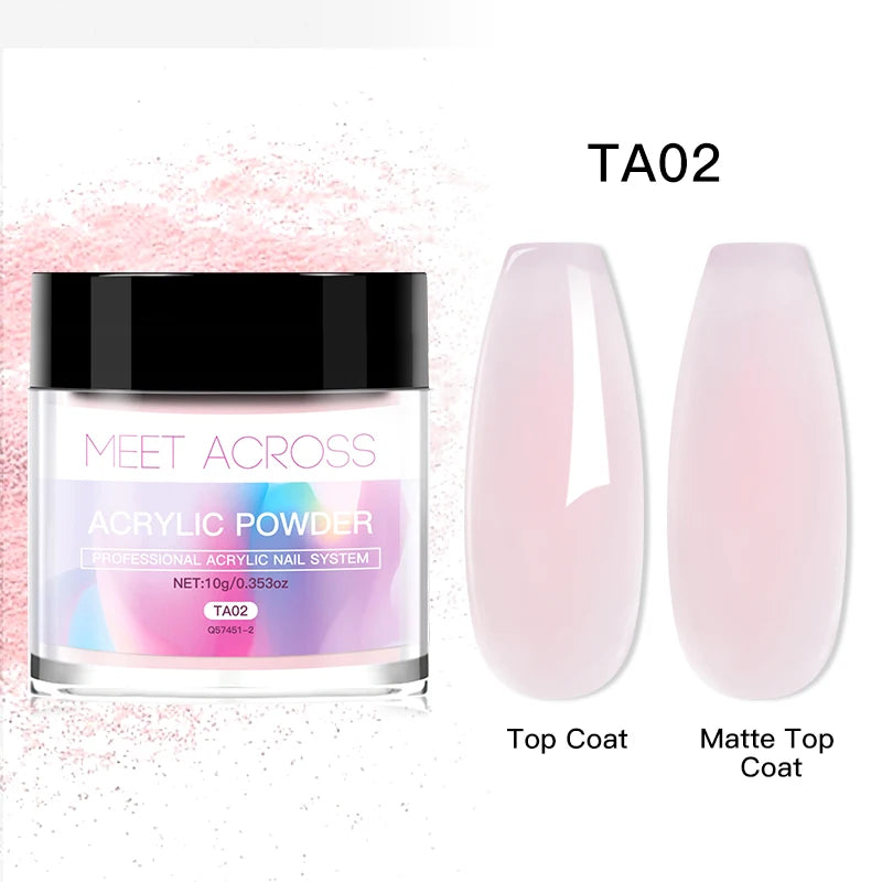 French Fade Acrylic Powder – 10g MEET ACROSS Set in Clear, Pink & White for DIY Nail Art