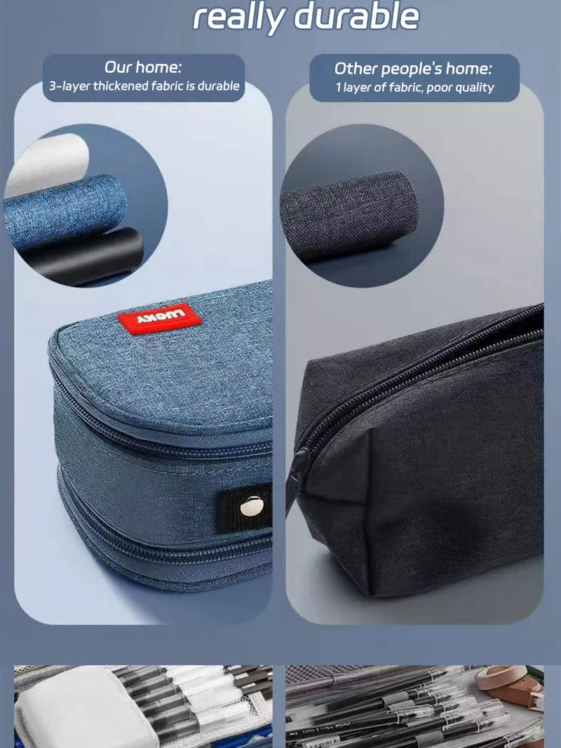 Portable Large Capacity Pencil Case – Multifunctional Pen Box for Boys, School & Office Stationery Organization