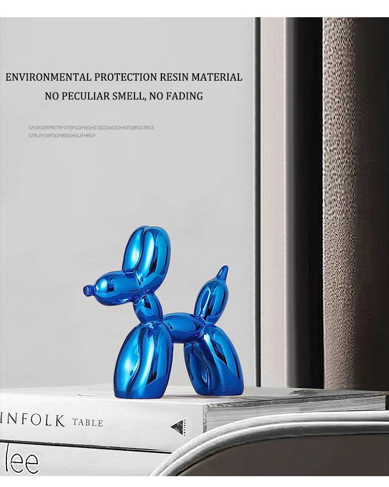 10cm 17cm Nordic Balloon Dog Sculpture Resin Animal Toy Statue Sculptures Figurine Crafts Home Decoration Room Desktop blue Gift