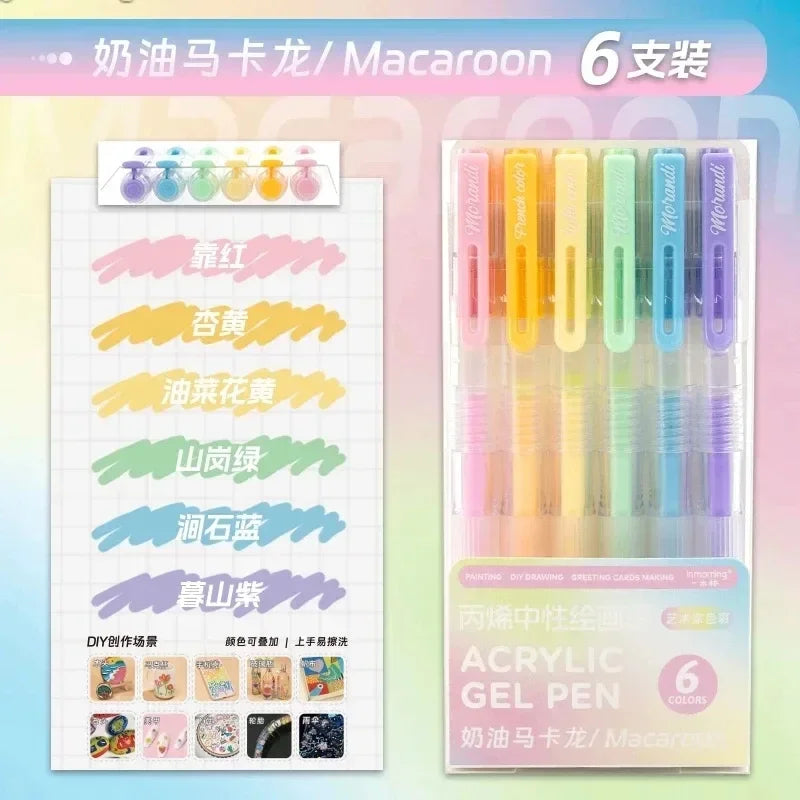 36/12 Colors Acrylic Gel Pen 1.0mm Large Capacity Student Writing Pen Painting Drawing Office School Supplies Stationery
