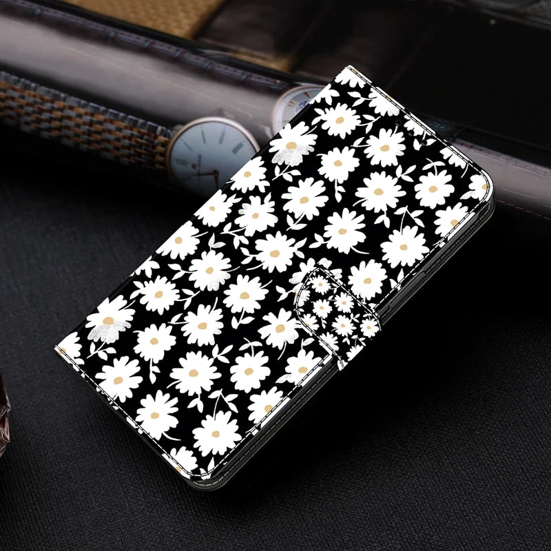 For Samsung S24 FE SM-S721B Case Painted Pattern Wallet Flip Book Cover on For Samsung Galaxy S 24 FE S24FE SM-S721N Case Fundas