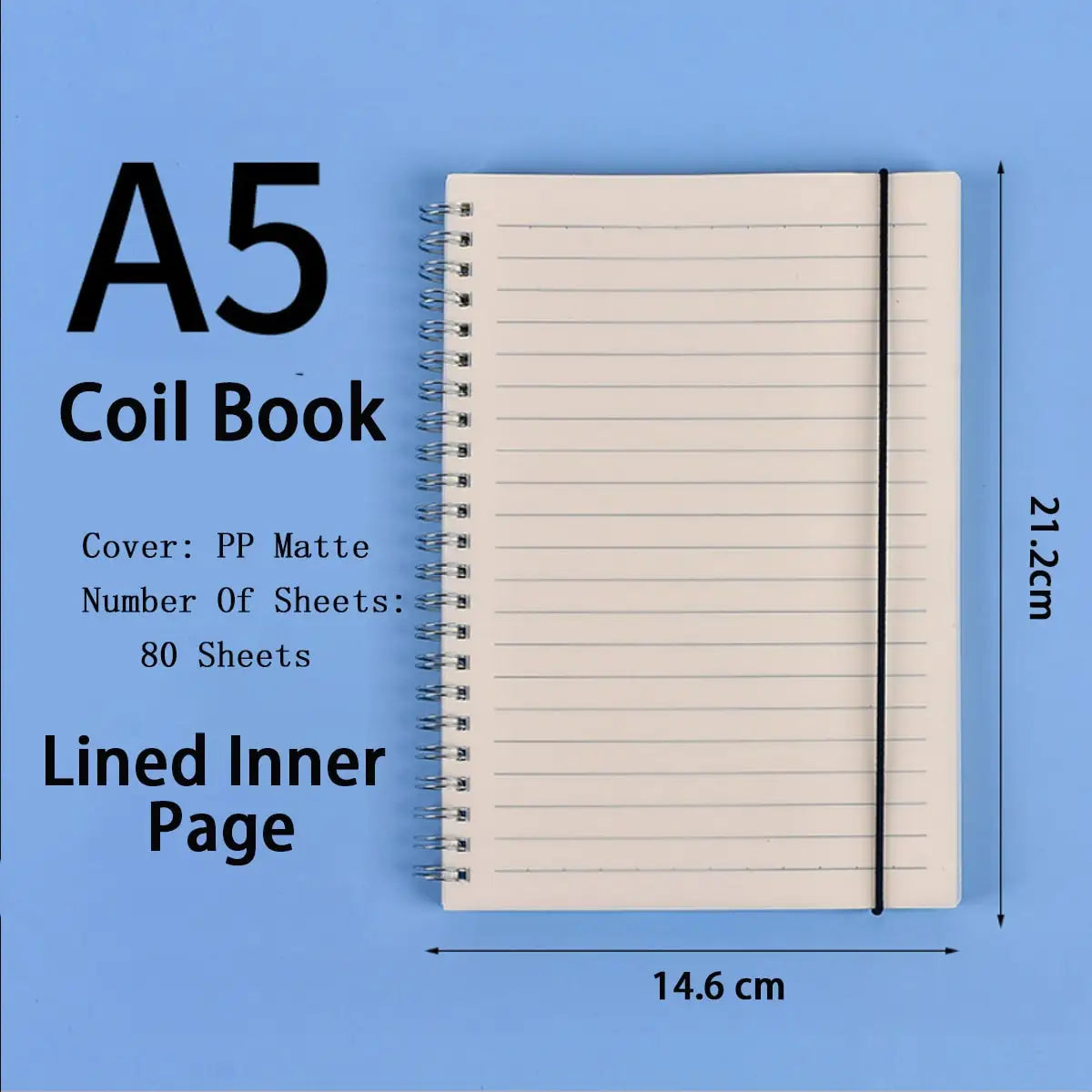 B5/A5/A6 Coil Notebook 80 Pages Matte Cover Horizontal Line Square Hand Ledger Thickened Paper School Office Supplies Stationery
