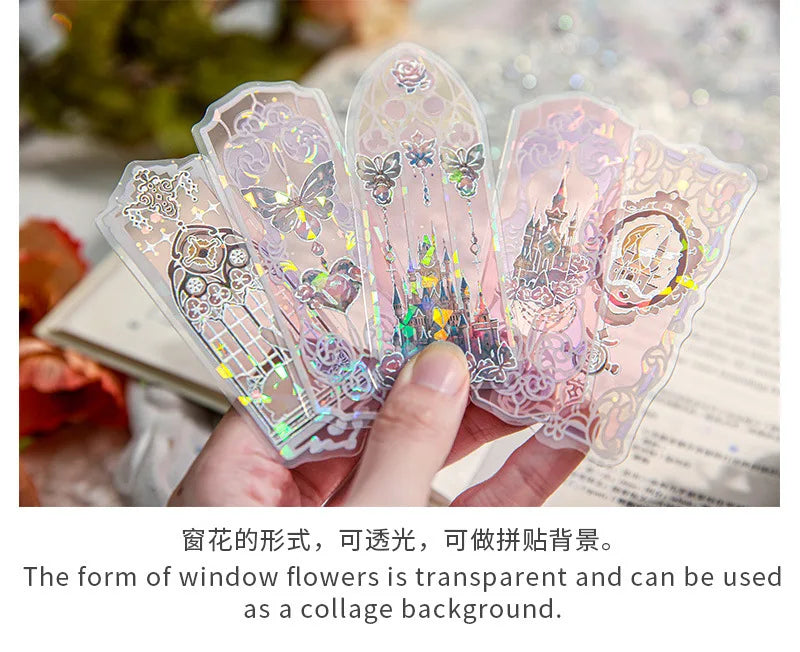 Fluorescent Dream Bookmark Set – 10pcs Kawaii PVC Page Markers & Message Cards for Stationery Lovers