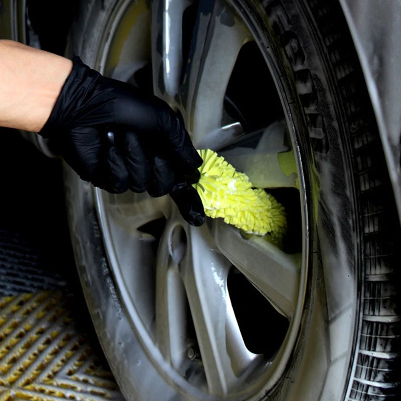 Car Rim Scrubber Wheel Cleaner Brush Wheel Tire Rim Brush with Plastic Handle Portable Auto Detailing Wash Cleaning Tool