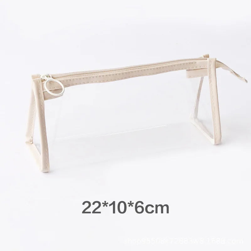 Transparent Kawaii Pencil Case – Large Capacity Simple Pen & Cosmetic Bag for School, Study & Office Supplies