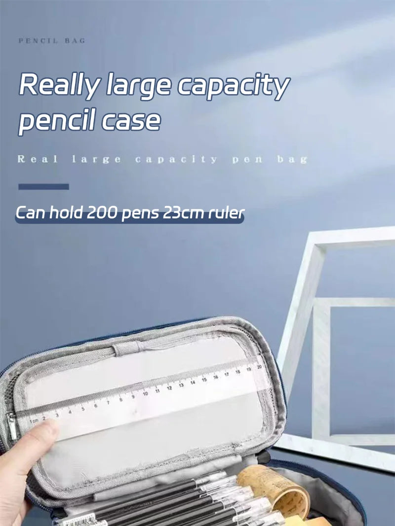 Portable Large Capacity Pencil Case – Multifunctional Pen Box for Boys, School & Office Stationery Organization