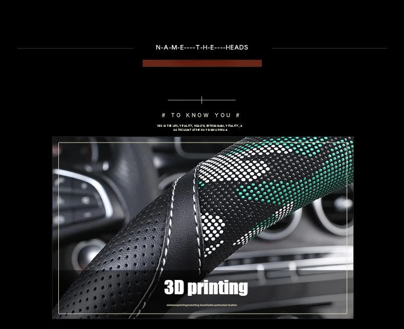 3D Camouflage Print Steering Wheel Cover  Durable Leather Cover with Anti-Slip Lining, Fit for 14.5"-14.8"